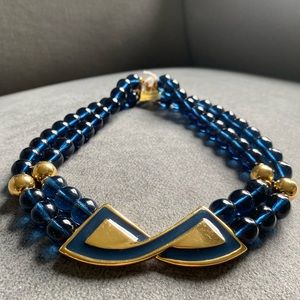 Vintage Blue Beaded Necklace